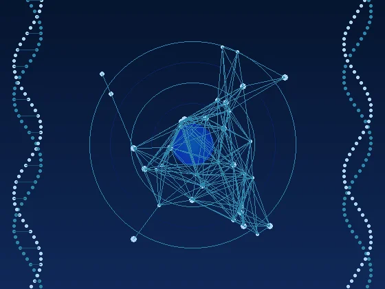 Neural network visualisation representing AI health research and medical data analysis